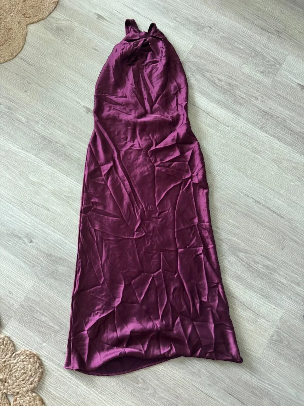 Zara Open Back Satin Midi Dress | Deep Burgundy | NWT | Size M